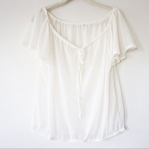 Sheer Peasant Style Bow Top/Blouse